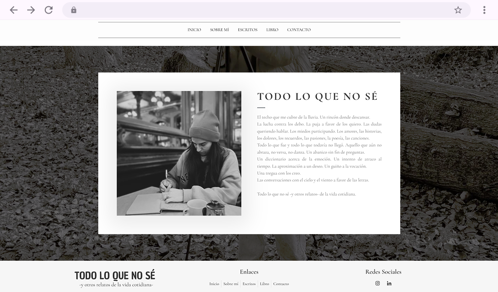 Portada del proyecto Camila Malumbres, página web para escritora y psicóloga