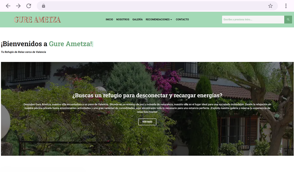Página de inicio de Gure Ametza