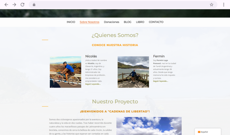Página de nosotros de Cadenas de libertad