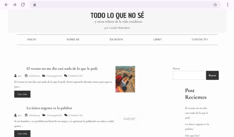 Página del blog de Camila Malumbres