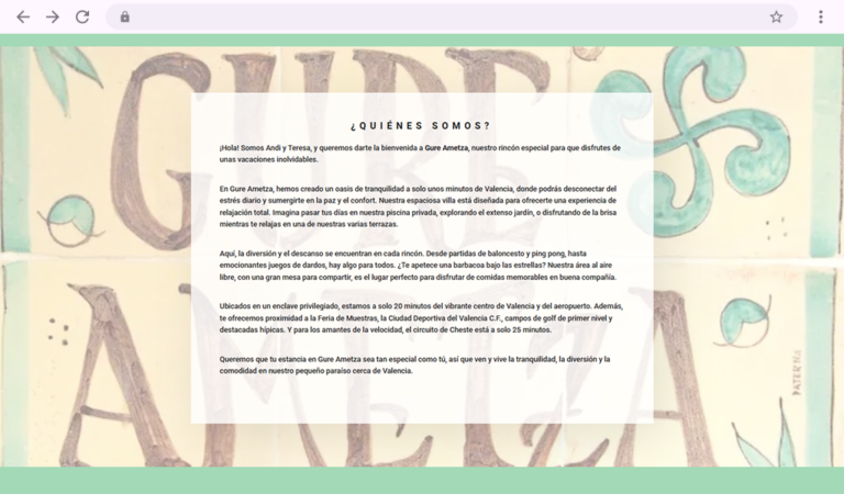 Página sobre nosotros de Gure Ametza